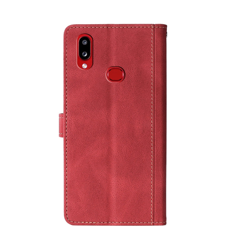 For Samsung Galaxy A10s Stitching Skin Feel Magnetic Buckle Horizontal Flip PU Leather Case with Holder & Card Slots & Wallet