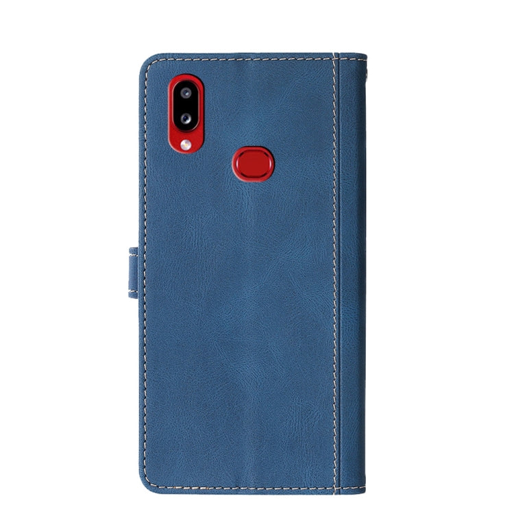 For Samsung Galaxy A10s Stitching Skin Feel Magnetic Buckle Horizontal Flip PU Leather Case with Holder & Card Slots & Wallet