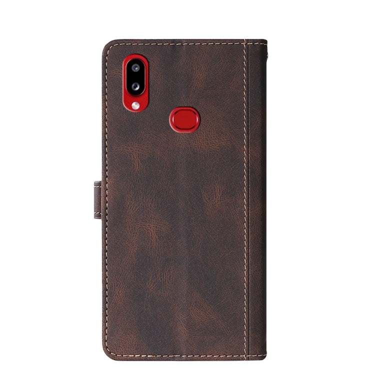 For Samsung Galaxy A10s Stitching Skin Feel Magnetic Buckle Horizontal Flip PU Leather Case with Holder & Card Slots & Wallet