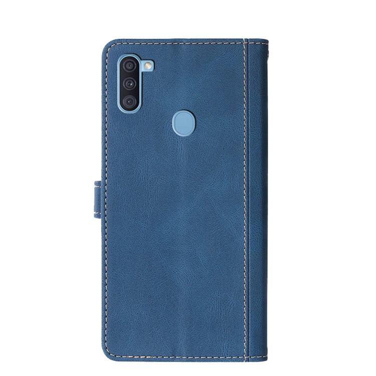 For Samsung Galaxy A11 (EU Version) Stitching Skin Feel Magnetic Buckle Horizontal Flip PU Leather Case with Holder & Card Slots & Wallet