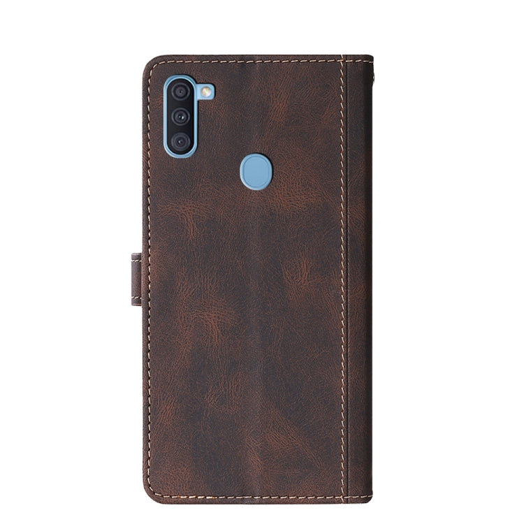 For Samsung Galaxy A11 (EU Version) Stitching Skin Feel Magnetic Buckle Horizontal Flip PU Leather Case with Holder & Card Slots & Wallet