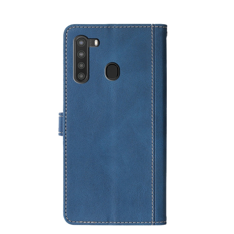 For Samsung Galaxy A21 Stitching Skin Feel Magnetic Buckle Horizontal Flip PU Leather Case with Holder & Card Slots & Wallet