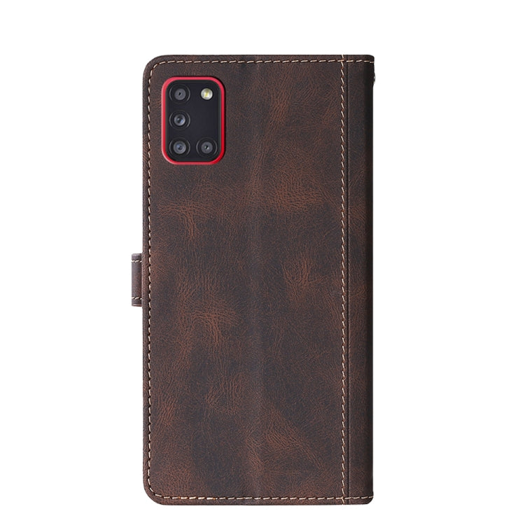 For Samsung Galaxy A31 (EU Version) Stitching Skin Feel Magnetic Buckle Horizontal Flip PU Leather Case with Holder & Card Slots & Wallet