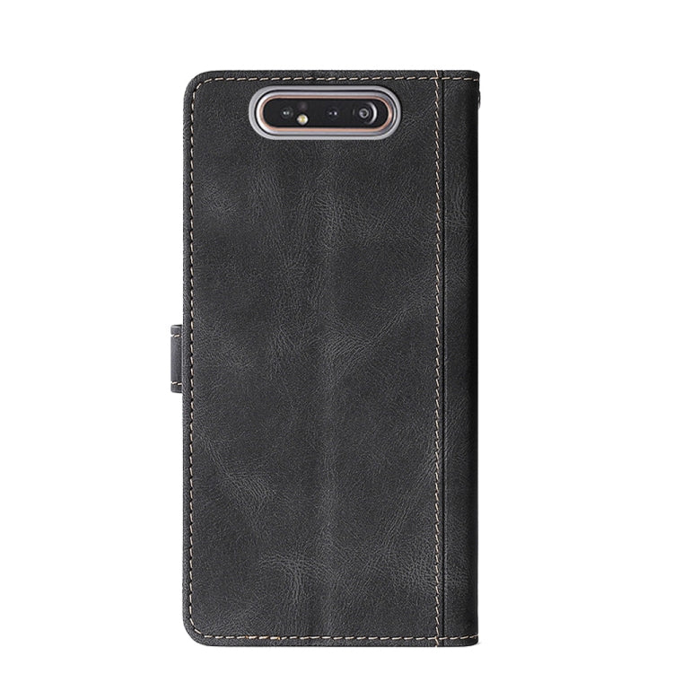 For Samsung Galaxy A80 Stitching Skin Feel Magnetic Buckle Horizontal Flip PU Leather Case with Holder & Card Slots & Wallet