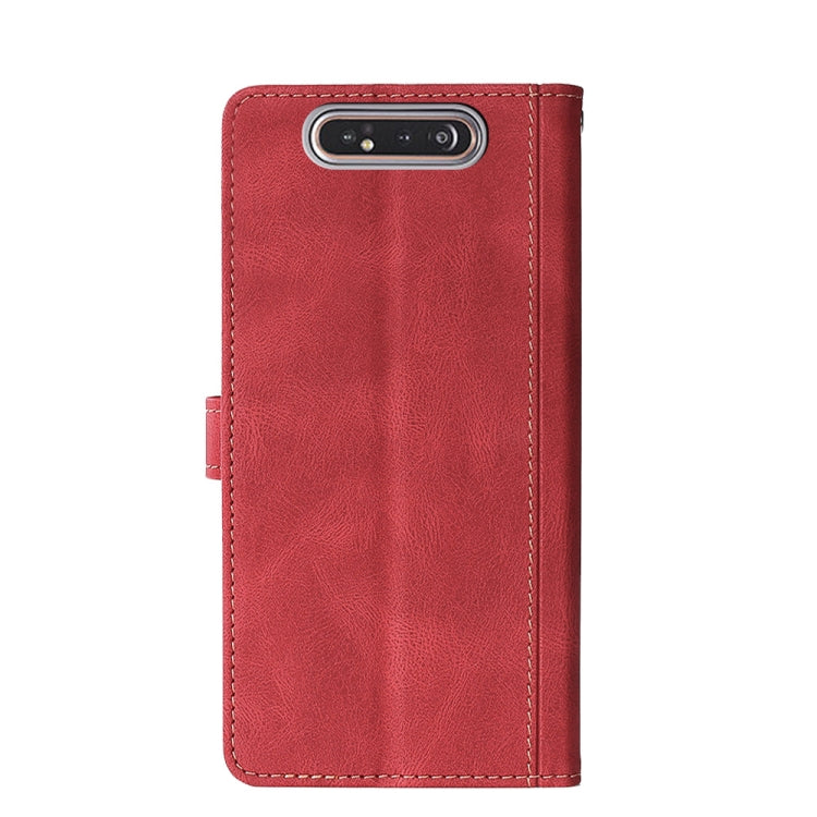 For Samsung Galaxy A80 Stitching Skin Feel Magnetic Buckle Horizontal Flip PU Leather Case with Holder & Card Slots & Wallet