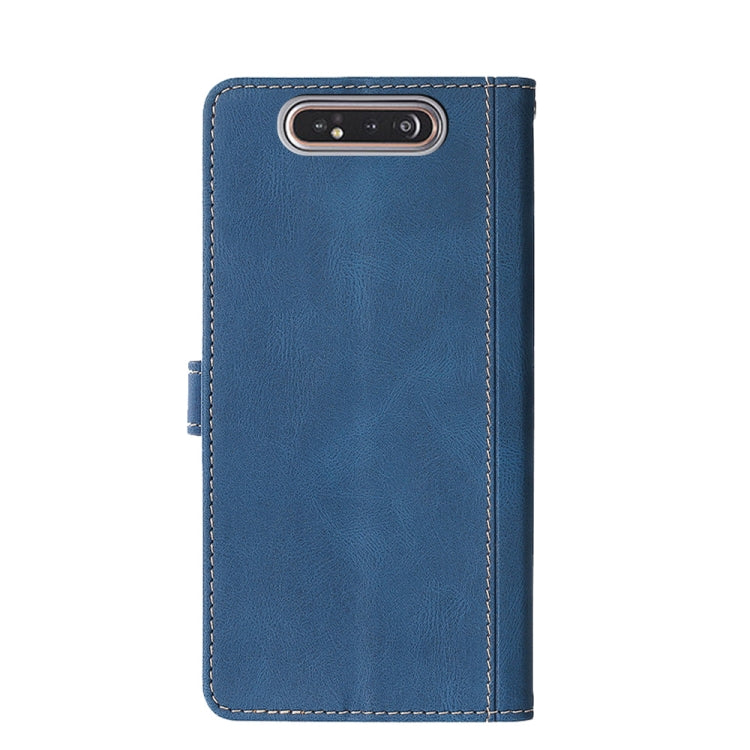 For Samsung Galaxy A80 Stitching Skin Feel Magnetic Buckle Horizontal Flip PU Leather Case with Holder & Card Slots & Wallet