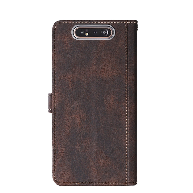 For Samsung Galaxy A80 Stitching Skin Feel Magnetic Buckle Horizontal Flip PU Leather Case with Holder & Card Slots & Wallet