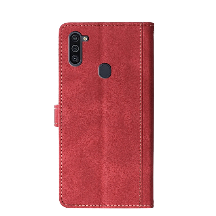 For Samsung Galaxy M11 Stitching Skin Feel Magnetic Buckle Horizontal Flip PU Leather Case with Holder & Card Slots & Wallet