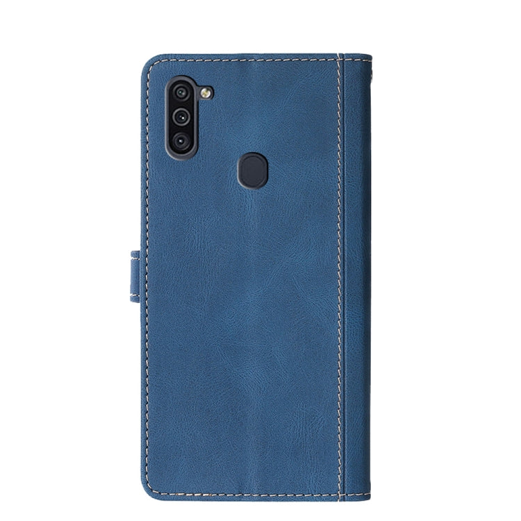 For Samsung Galaxy M11 Stitching Skin Feel Magnetic Buckle Horizontal Flip PU Leather Case with Holder & Card Slots & Wallet
