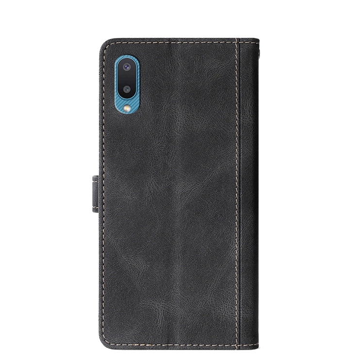For Samsung Galaxy A02 Stitching Skin Feel Magnetic Buckle Horizontal Flip PU Leather Case with Holder & Card Slots & Wallet