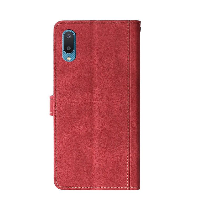 For Samsung Galaxy A02 Stitching Skin Feel Magnetic Buckle Horizontal Flip PU Leather Case with Holder & Card Slots & Wallet