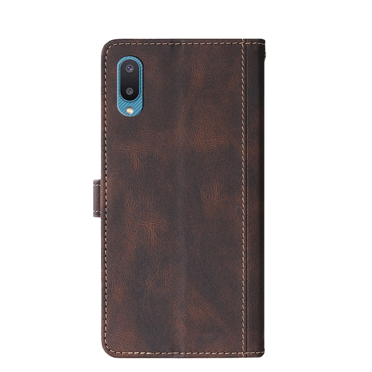 For Samsung Galaxy A02 Stitching Skin Feel Magnetic Buckle Horizontal Flip PU Leather Case with Holder & Card Slots & Wallet