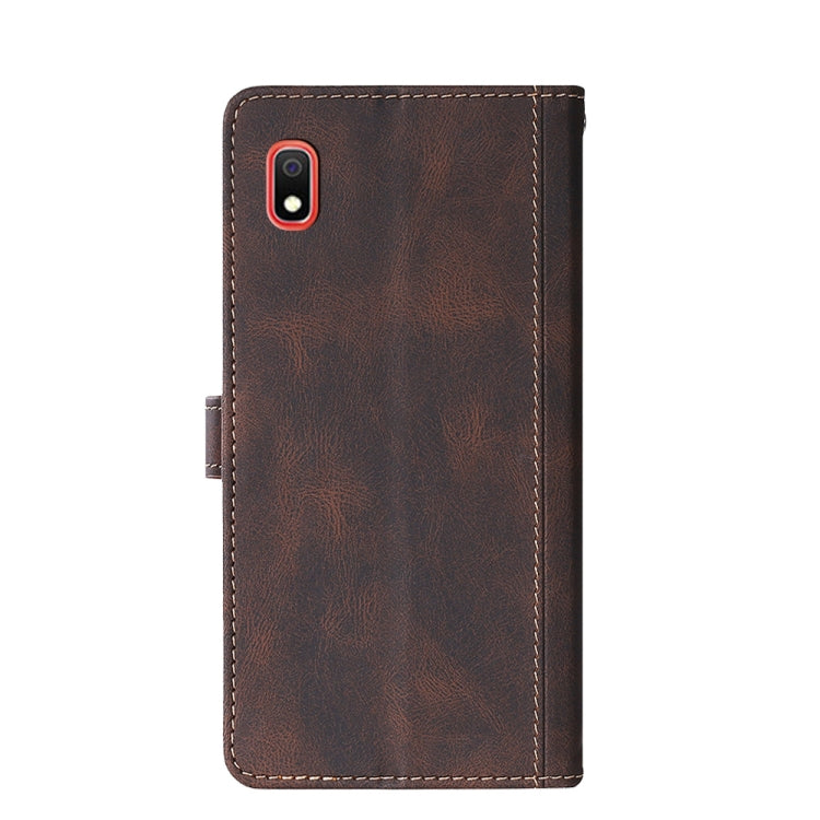 For Samsung Galaxy A10 Stitching Skin Feel Magnetic Buckle Horizontal Flip PU Leather Case with Holder & Card Slots & Wallet