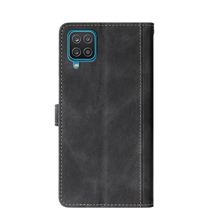 For Samsung Galaxy A12 Stitching Skin Feel Magnetic Buckle Horizontal Flip PU Leather Case with Holder & Card Slots & Wallet
