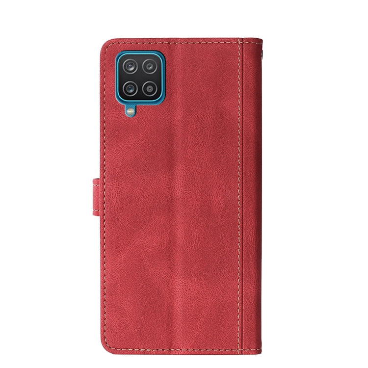 For Samsung Galaxy A12 Stitching Skin Feel Magnetic Buckle Horizontal Flip PU Leather Case with Holder & Card Slots & Wallet