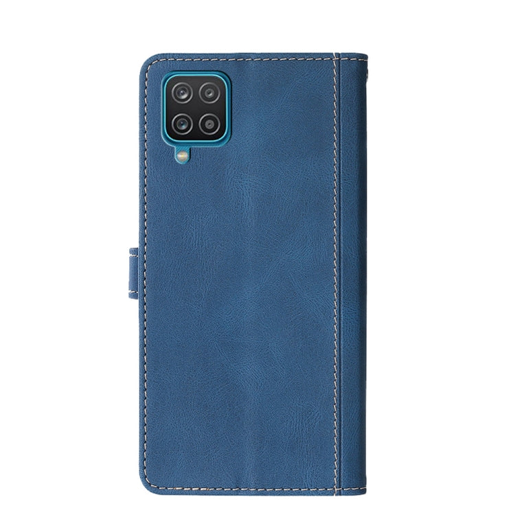 For Samsung Galaxy A12 Stitching Skin Feel Magnetic Buckle Horizontal Flip PU Leather Case with Holder & Card Slots & Wallet