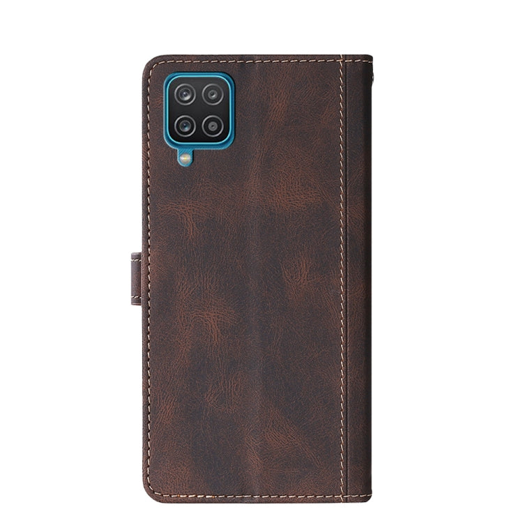 For Samsung Galaxy A12 Stitching Skin Feel Magnetic Buckle Horizontal Flip PU Leather Case with Holder & Card Slots & Wallet