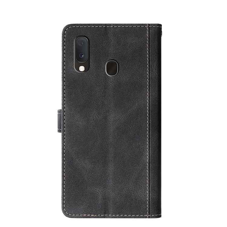 For Samsung Galaxy A20e Stitching Skin Feel Magnetic Buckle Horizontal Flip PU Leather Case with Holder & Card Slots & Wallet