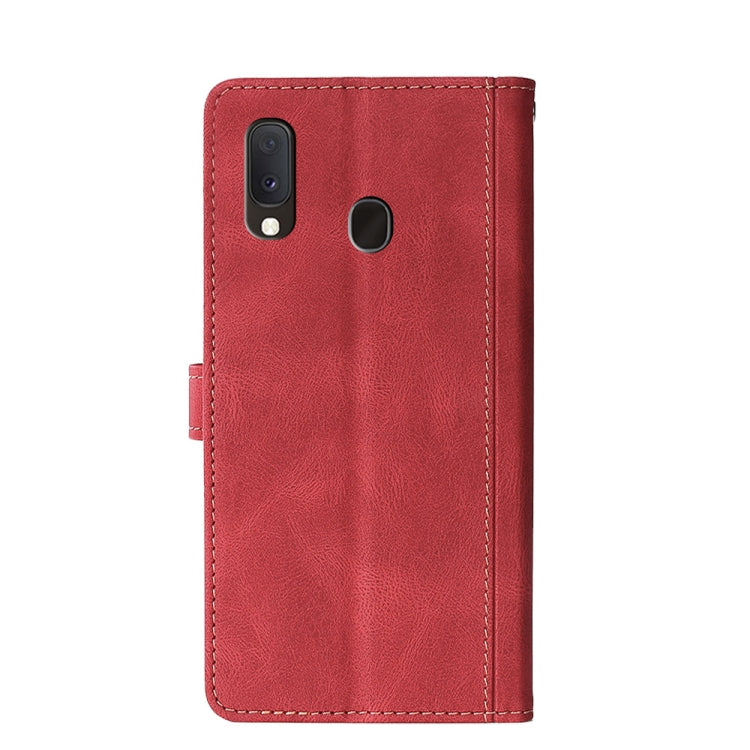 For Samsung Galaxy A20e Stitching Skin Feel Magnetic Buckle Horizontal Flip PU Leather Case with Holder & Card Slots & Wallet