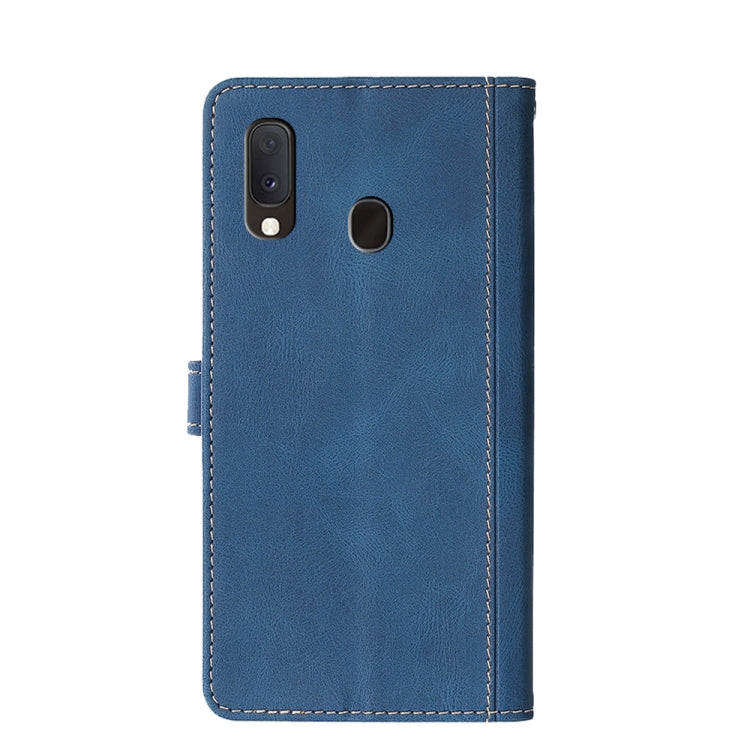 For Samsung Galaxy A20e Stitching Skin Feel Magnetic Buckle Horizontal Flip PU Leather Case with Holder & Card Slots & Wallet