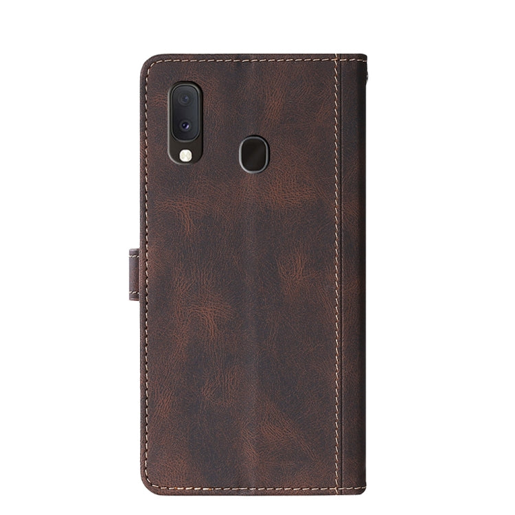 For Samsung Galaxy A20e Stitching Skin Feel Magnetic Buckle Horizontal Flip PU Leather Case with Holder & Card Slots & Wallet