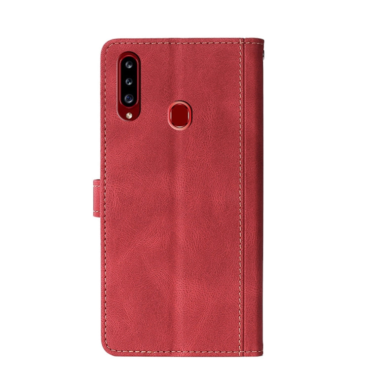 For Samsung Galaxy A20s Stitching Skin Feel Magnetic Buckle Horizontal Flip PU Leather Case with Holder & Card Slots & Wallet