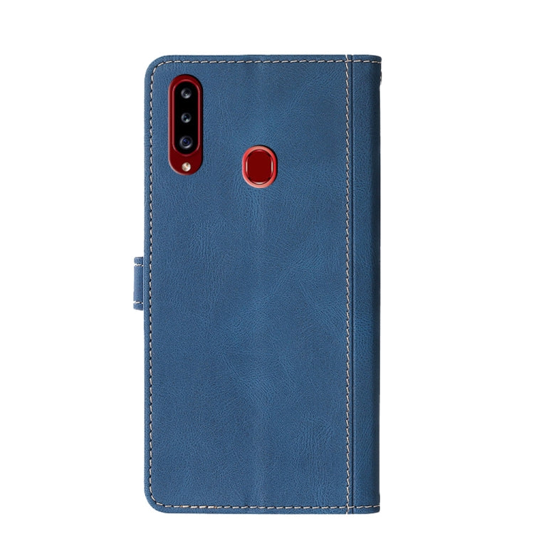 For Samsung Galaxy A20s Stitching Skin Feel Magnetic Buckle Horizontal Flip PU Leather Case with Holder & Card Slots & Wallet