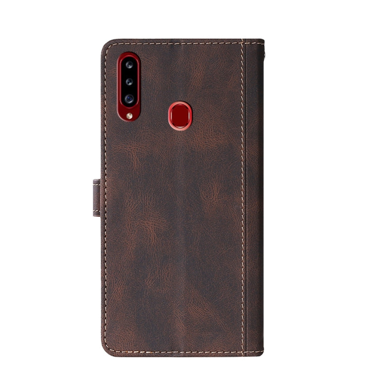 For Samsung Galaxy A20s Stitching Skin Feel Magnetic Buckle Horizontal Flip PU Leather Case with Holder & Card Slots & Wallet