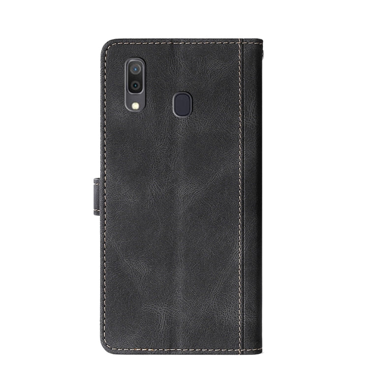 For Samsung Galaxy A30 Stitching Skin Feel Magnetic Buckle Horizontal Flip PU Leather Case with Holder & Card Slots & Wallet