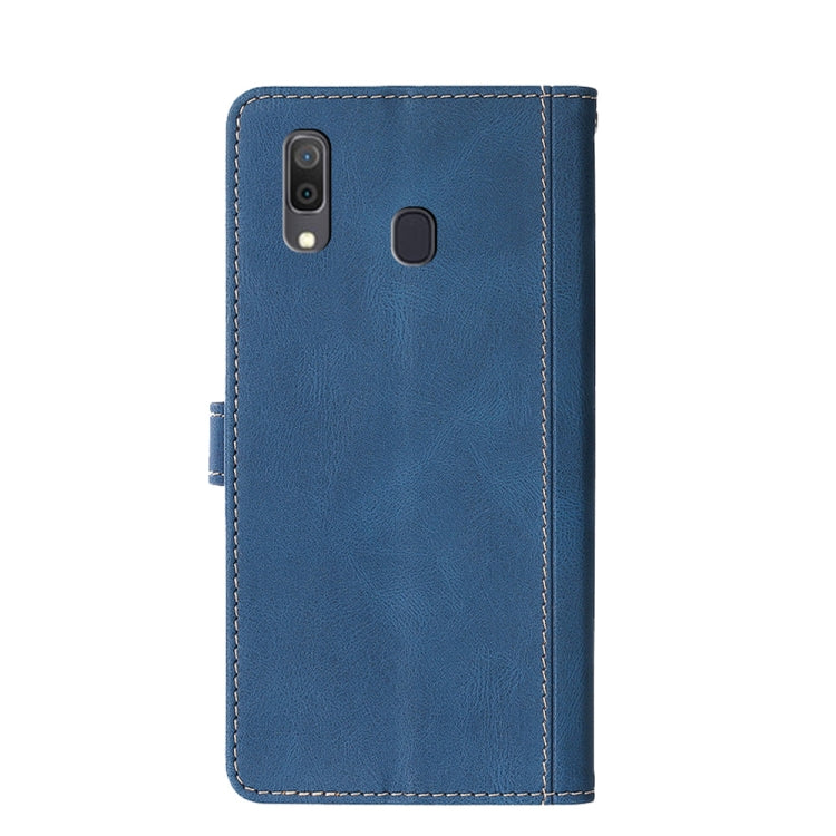For Samsung Galaxy A30 Stitching Skin Feel Magnetic Buckle Horizontal Flip PU Leather Case with Holder & Card Slots & Wallet