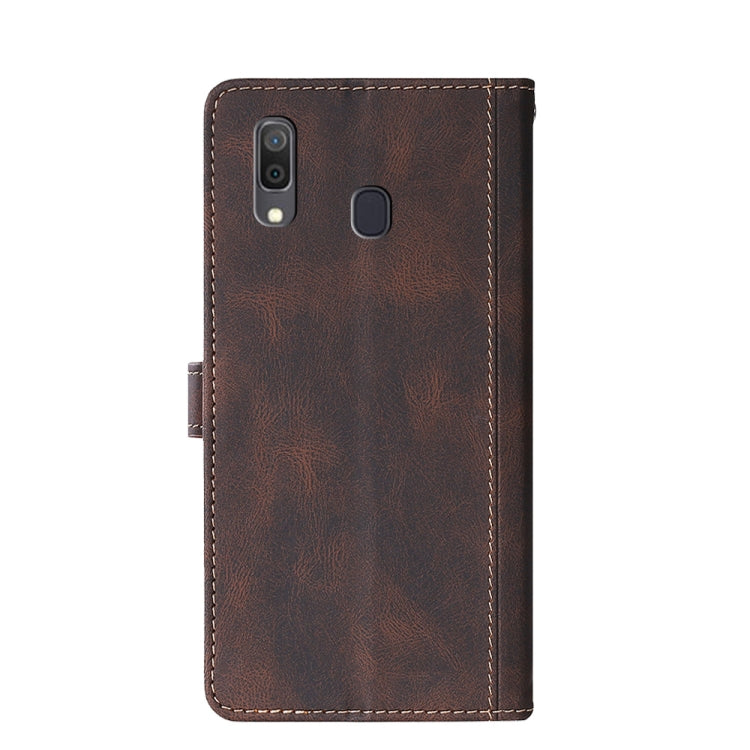 For Samsung Galaxy A30 Stitching Skin Feel Magnetic Buckle Horizontal Flip PU Leather Case with Holder & Card Slots & Wallet