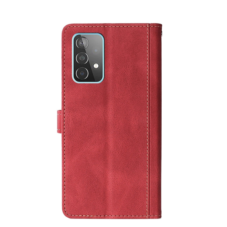 For Samsung Galaxy A52 5G / 4G Stitching Skin Feel Magnetic Buckle Horizontal Flip PU Leather Case with Holder & Card Slots & Wallet