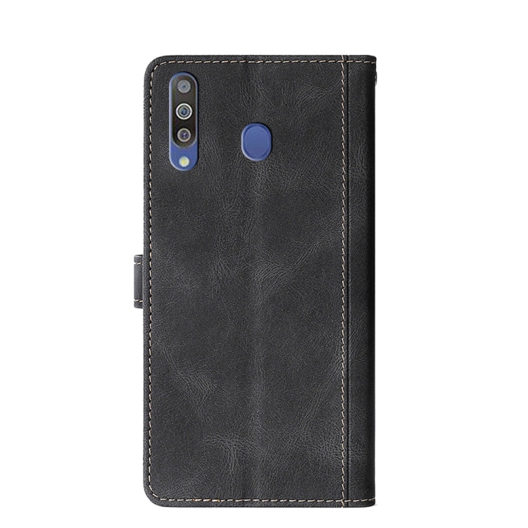 For Samsung Galaxy M20 Stitching Skin Feel Magnetic Buckle Horizontal Flip PU Leather Case with Holder & Card Slots & Wallet