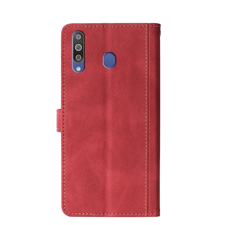 For Samsung Galaxy M20 Stitching Skin Feel Magnetic Buckle Horizontal Flip PU Leather Case with Holder & Card Slots & Wallet
