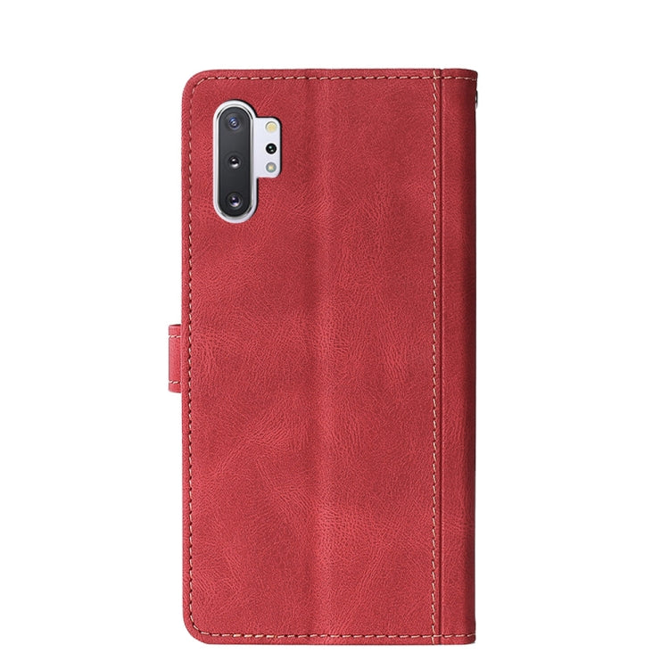 For Samsung Galaxy Note10+ Stitching Skin Feel Magnetic Buckle Horizontal Flip PU Leather Case with Holder & Card Slots & Wallet