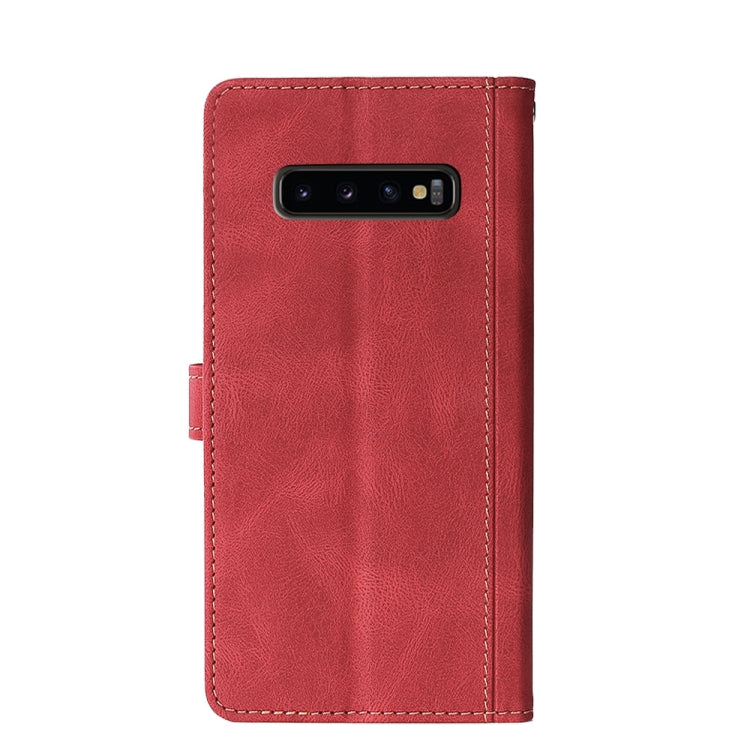 For Samsung Galaxy S10 Stitching Skin Feel Magnetic Buckle Horizontal Flip PU Leather Case with Holder & Card Slots & Wallet