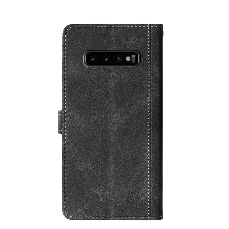 For Samsung Galaxy S10+ Stitching Skin Feel Magnetic Buckle Horizontal Flip PU Leather Case with Holder & Card Slots & Wallet