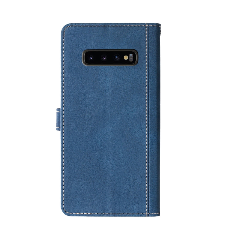 For Samsung Galaxy S10+ Stitching Skin Feel Magnetic Buckle Horizontal Flip PU Leather Case with Holder & Card Slots & Wallet