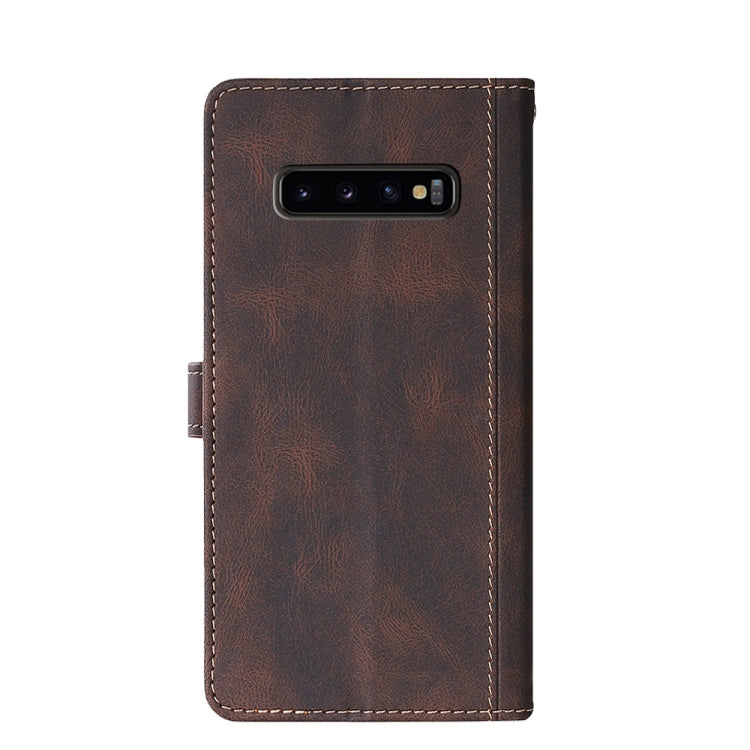 For Samsung Galaxy S10+ Stitching Skin Feel Magnetic Buckle Horizontal Flip PU Leather Case with Holder & Card Slots & Wallet