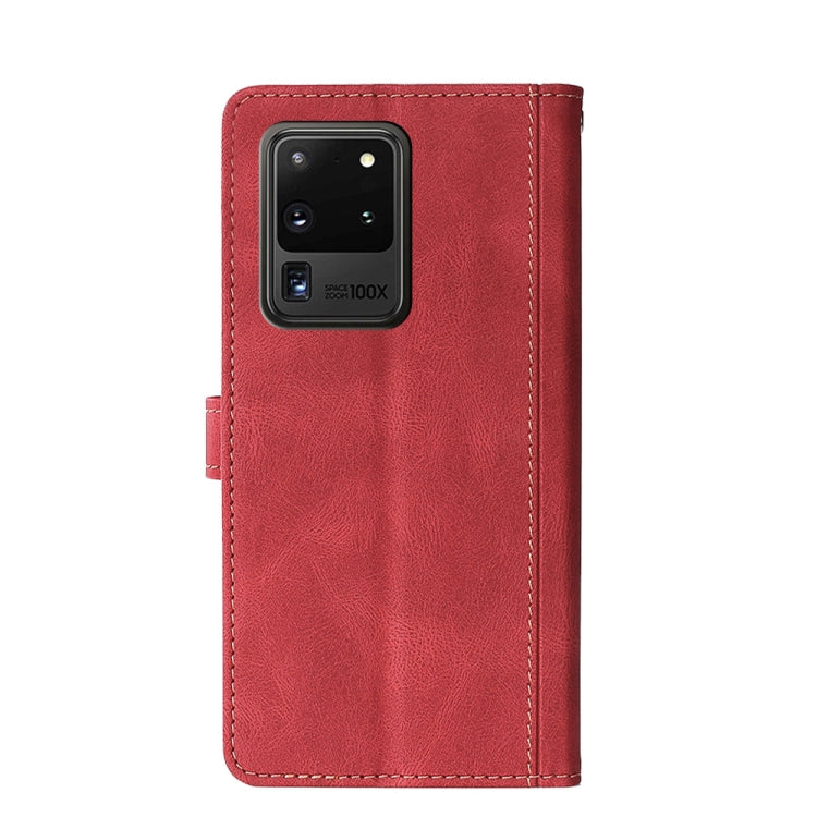 For Samsung Galaxy S20 Ultra Stitching Skin Feel Magnetic Buckle Horizontal Flip PU Leather Case with Holder & Card Slots & Wallet