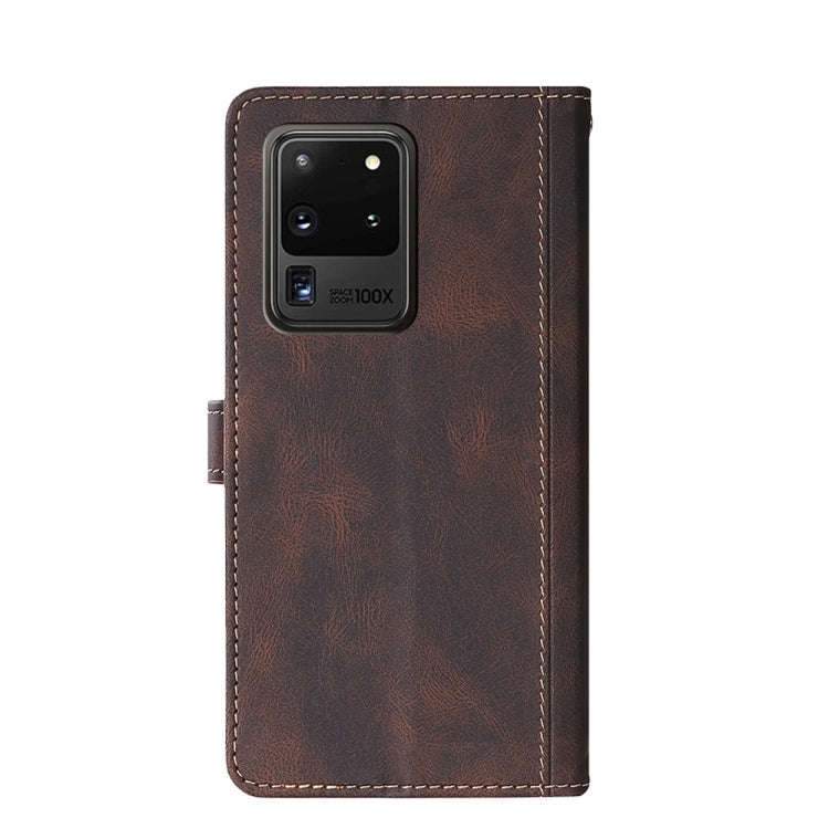 For Samsung Galaxy S20 Ultra Stitching Skin Feel Magnetic Buckle Horizontal Flip PU Leather Case with Holder & Card Slots & Wallet