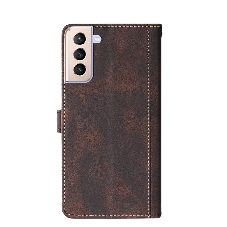 For Samsung Galaxy S21+ 5G Stitching Skin Feel Magnetic Buckle Horizontal Flip PU Leather Case with Holder & Card Slots & Wallet