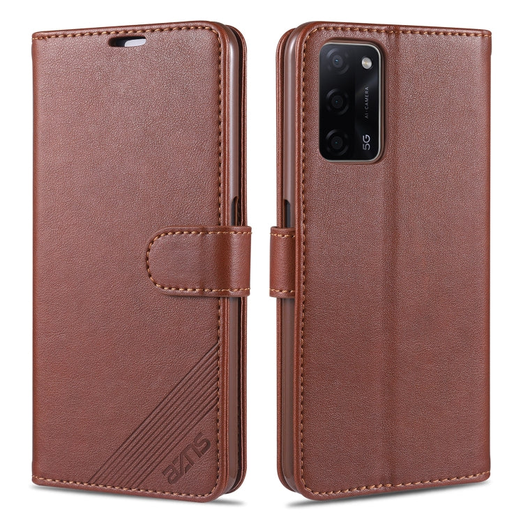 For OPPO A55 5G AZNS Sheepskin Texture Horizontal Flip Leather Case with Holder & Card Slots & Wallet