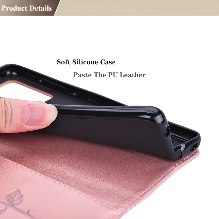 For Samsung Galaxy M01 Rose Embossed Horizontal Flip PU Leather Case with Holder & Card Slots & Wallet
