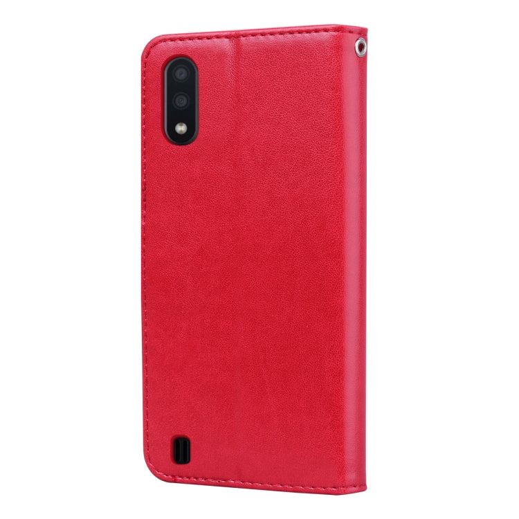 For Samsung Galaxy M01 Rose Embossed Horizontal Flip PU Leather Case with Holder & Card Slots & Wallet