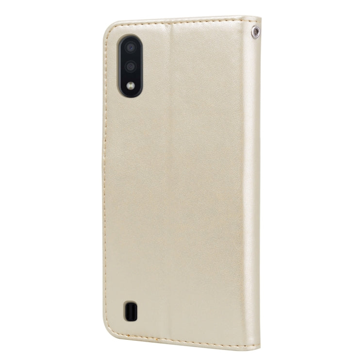For Samsung Galaxy M01 Rose Embossed Horizontal Flip PU Leather Case with Holder & Card Slots & Wallet
