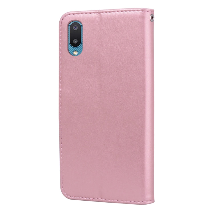 For Samsung Galaxy A02 (EU Version) Rose Embossed Horizontal Flip PU Leather Case with Holder & Card Slots & Wallet