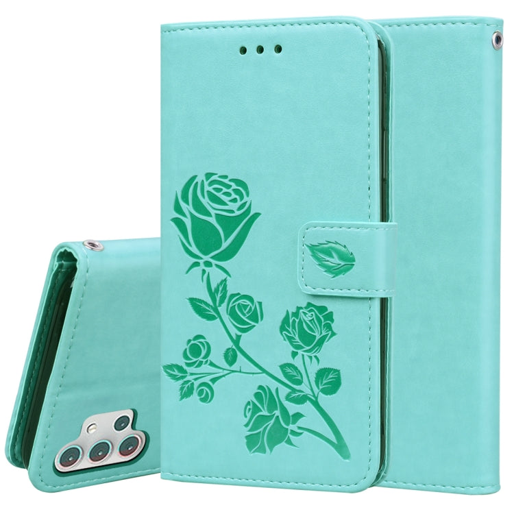 For Samsung Galaxy A32 5G Rose Embossed Horizontal Flip PU Leather Case with Holder & Card Slots & Wallet