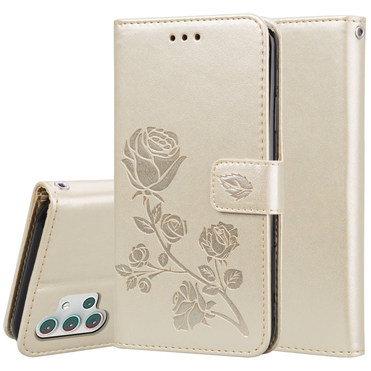 For Samsung Galaxy A32 5G Rose Embossed Horizontal Flip PU Leather Case with Holder & Card Slots & Wallet