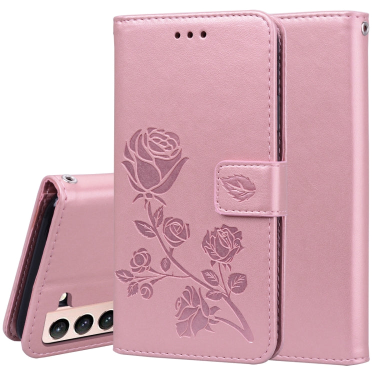 For Samsung Galaxy S21+ 5G Rose Embossed Horizontal Flip PU Leather Case with Holder & Card Slots & Wallet